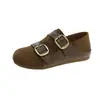 Sandalias Birkenstock retro de gamuza extragrandes estilo francés para mujer, nueva colección otoño 2026, zapatos casuales versátiles de suela gruesa con doble tira