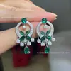 Aretes Collar Corona Mariposa Esmeralda de Lujo para Mujer V Oro Completo Diamante Corona Mariposa Fantasma Aretes con Borla Fabricante