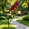 Luz Solar de Enchufe para Suelo de Arte en Hierro Cardenal Luz Decorativa de Pájaro Rojo para Vacaciones de Navidad Césped Exterior Jardín Patio