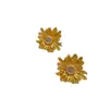 Pendientes Elegantes Versátiles con Forma de Margarita Pequeña Incrustados con Circonita Chapados en Cobre Oro Real 18K Aguja de Plata 925 Nueva Moda Europea y Americana