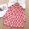 2023 bebê feminino amor malha vestido novo vestido de suéter das meninas coreano vestido bonito suéter uma geração de cabelo