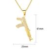 Collar de hip hop europeo y americano con metralleta AK47, colgante de acero de titanio chapado en oro, joyería hipster INS de moda en stock al por mayor