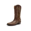 Botas Western Cowboy Femininas com Rebites Verão 2025 Retro Bordado Boca em V Bico Apontado Marrom Salto Grosso Botas de Cavaleiro