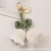 Chaveiro Pingente Flor de Tecido DIY Criativo Flor de Lírio do Vale de Lã Coração Acessórios Capa de Fone de Ouvido Decoração de Bolsa
