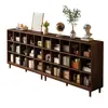 Librería de Madera Maciza Color Nogal Gabinete con Celosía Gabinete de Almacenamiento para Sala de Estar Gabinete Bajo de Pie Estantería de Pared Integrada