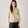 Nueva colección otoño/invierno 2026: suéter de cachemir 100% puro para mujer, cuello redondo, top de punto elegante en colores lisos