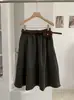 KEKEZOON Falda de Línea A de Cintura Alta Simple para Mujer Otoño/Invierno Adelgazante Versátil Casual Falda Paraguas con Cinturón 9307