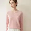 Suéter 100% caxemira para mulheres, gola V, corte solto, blusa base modeladora, novo modelo outono e inverno 2026, suéter quente de pronto a vestir premium