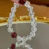 2025 Novo Pulseira de Cristal Morango Imitação Gelo Picado Estilo Simples Moda Cool Nicho Versátil Pulseira Simples para Mulheres