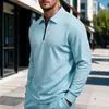 Nuevo top casual deportivo de hombre estilo europeo para primavera y otoño, color liso, tejido gofrado, con cremallera, manga larga