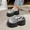 Zapatos de Malla con Malla Transpirable, Sandalias de Punta Cerrada para Mujer, Sandalias Tejidas de Malla Hueca Ultragruesa para Aumentar la Altura para Mujeres Petites
