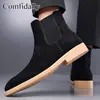 Botas de Cuero para Hombre Transfronterizas, Botines de Gamuza de Comercio Exterior, Botas Chelsea, Talla Grande, Estilos de Suministro Temu