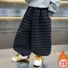 Pantalones de Forro Polar para Niños Pantalones Deportivos para Niños Otoño/Invierno 2026 Nuevo Estilo Coreano Ropa Fresca para Niños Pequeños Ropa de Invierno Pantalones Rayados