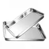 Plato Cuadrado Plano de Acero Inoxidable Engrosado Bandeja Rectangular Cuenca para Barbacoa Comercial Bolas de Masa Congelada Arroz al Vapor Cantina Restaurante