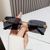 Moda Europea y Americana 2023 Nuevas Gafas de Sol de Corte al Borde Sin Montura Gafas de Sol de Celebridad de Internet Cabeza de Leopardo Gafas de Moda Transfronterizas para Mujer