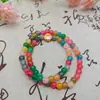 Pulsera Popular de Turmalina Hielo Triturado, Estilo Doble Círculo, Mini Perlas, Pulsera de Cristal Colorida para Mujer, Pulsera de Juego Cultural