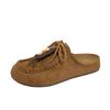 2025 Novos Sapatos Birkenstock de Outono Estilo Coreano Estudantes Femininas Preguiçosas Slip-On Meia-Concha Sapatos Casuais Fotografia de Rua F133