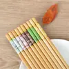 Palillos de Cinco Colores para Uso Doméstico, Palillos de Bambú con Patrón de Mármol, Resistentes al Moho, Antideslizantes, Palillos de Bambú Natural para Comer