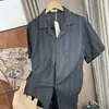 Camisa de verano casual versátil para hombre, de manga corta, con cuello cubano, tejido jacquard a rayas texturizado, estilo old money italiano