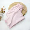 Pantalones de pijama de gasa fina de algodón Cómodos Transpirables Pantalones de casa de algodón Hilo de algodón Primavera Otoño Verano Pantalones para mujer Sueltos Hombres y Mujeres