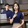 Camisa Polo Lel de Seda Gelada Respirável Fresca de Verão Cor Sólida para Casal Masculina e Feminina Mesma Roupa do Grupo Empresarial Bordada e Imprimível