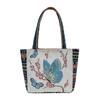 Cross-border Nova bolsa de arranjo de flores Bolsa bordada dupla face Bolsa de mão de grande capacidade Bolsa de mão de trabalho feminina Bolsa de múmia