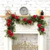 Enredaderas de Eucalipto Artificiales Verdes, Enredaderas Largas de Rosas, Plantas con Flores Falsas para Paisajismo y Decoración del Hogar, Envío Transfronterizo