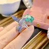 Anillo de Diseño de Lujo de Piedras Preciosas de Colores para Mujer de Xiaohongshu Transfronterizo, Anillo de Colibrí de Aguamarina Santa Maria Simulado