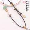Cuerda de collar de jade y oro con hebilla de seguridad de jade, cordón para tarjeta de identificación, cuerda de collar tejida a mano fina, venta al por mayor
