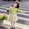 Conjunto de Roupa para Menina Primavera 2026 Novo Estilo Coreano Doce Menininha Cardigan de Tricô Jaqueta e Saia Longa de Bolo Conjunto de Duas Peças
