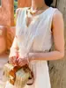 Chaleco Sin Mangas Estilo Boxi Top Pequeño Falda Blanca Traje Estilo Vacaciones para Mujer Ropa de Verano para Mujer Comercio Exterior Transfronterizo