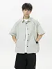 2025 Nova Moda Essencial de Verão Masculina Tendência Solta Manga Curta Cor Sólida Casual Versátil Solta Simples Camisa