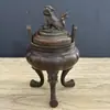 Colección Antigua Dragón Doble León Tapa Incienso Estufa Antigua de Tres Patas Decoración del Hogar Regalos Artesanías Quemador de Incienso Adornos al Por Mayor