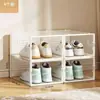Caja de Zapatos Engrosada Transparente a Prueba de Polvo Caja de Almacenamiento de Zapatos Dormitorio Espacio Pequeño Angosto Ahorrador de Espacio Apilable Simple Zapatero Estante para Zapatos