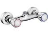 Grifo de agua caliente y fría de doble manija y doble control para pared, para baño del hogar, bañera, calentador de agua, set de ducha empotrado