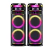 Nueva Caja de Audio Doble de 12 Pulgadas 120 Vatios Alta Potencia Bluetooth Karaoke Par de Altavoces Rgb Subwoofer Altavoz de Fiesta