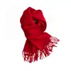 Bufanda grande de color liso, gruesa, de tacto cachemir artificial, con flecos, para otoño e invierno, transfronteriza, en stock, premium, doble propósito, estilo de exportación europeo y americano