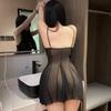 Camisón Sexy de Tirantes Malla de Perspectiva Caliente Uniforme Pijama de Atracción Pura Traje Uniforme