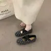 Primer Encuentro Temporada Lana a Cuadros Lunares Planos Zapatos Planos de Ballet Ropa de Abrigo 2026 Otoño Nuevos Zapatos Mary Jane Mujer