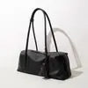 Bolso de Bowling Minimalista de Cuero Genuino de Nicho, Nuevo Bolso de Hombro Casual Debajo del Brazo, Bolso Almohada de Estilo Perezoso para Viajar