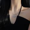 S925 Sterling Silver Gourd Long Life Lock Colar Feminino Oco Dupla Face Lucky Text Pingente Clavícula Cadeia Estilo étnico