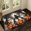 Tapete de Chão de Veludo Cristal Fantasma Abóbora Halloween Transfronteiriço Tapete de Porta de Entrada Tapete de Entrada Hall de Entrada Tapete para Pés Tapete Decorativo para Sala de Estar