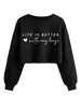 La vida es mejor con Amazon eBay sudadera corta holgada casual de moda europea para mujer