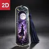 Marcador de página acrílico 2D temático de Halloween transfronterizo con borla y diseño de ilustración de cielo estrellado, regalo marcador de lectura para estudiantes