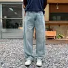 Jeans vintage estilo americano de calle, pantalones con vibra masculina, sencillos y modernos, con un diseño relajado, de pierna ancha, corte recto y largos
