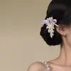 Wen Wan Xuejie Pinza para el Cabello Exquisita de Zirconia con Lazo y Borla de Perla Sintética Clip Lateral Accesorio para el Cabello