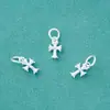 Nuevo Colgante de Cruz Sólida de Plata Pura S999 Colgante Pequeño Personalizado DIY Accesorios para Pulsera de Cristal