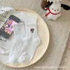 Calcetines Nuevos Transfronterizos para Mujer, Calcetines Blancos de Media Pantorrilla con Bordado de Dibujos Animados, Medias Casuales Personalizadas de Moda Estilo Universitario