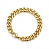 Pulseira de aço inoxidável com quatro lados polidos, malha dupla, estilo cool, para homens e mulheres, pulseira cubana simples, fecho de joia, pulseira, atacado