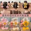 Elástico de Cabelo de Flor de Tricô Infantil para Meninas com Cabeça de Bola, Scrunchie Intestino Grosso, Elástico de Cabelo para Rabo de Cavalo Estilo Floresta, Acessórios de Cabelo Doces para Meninas